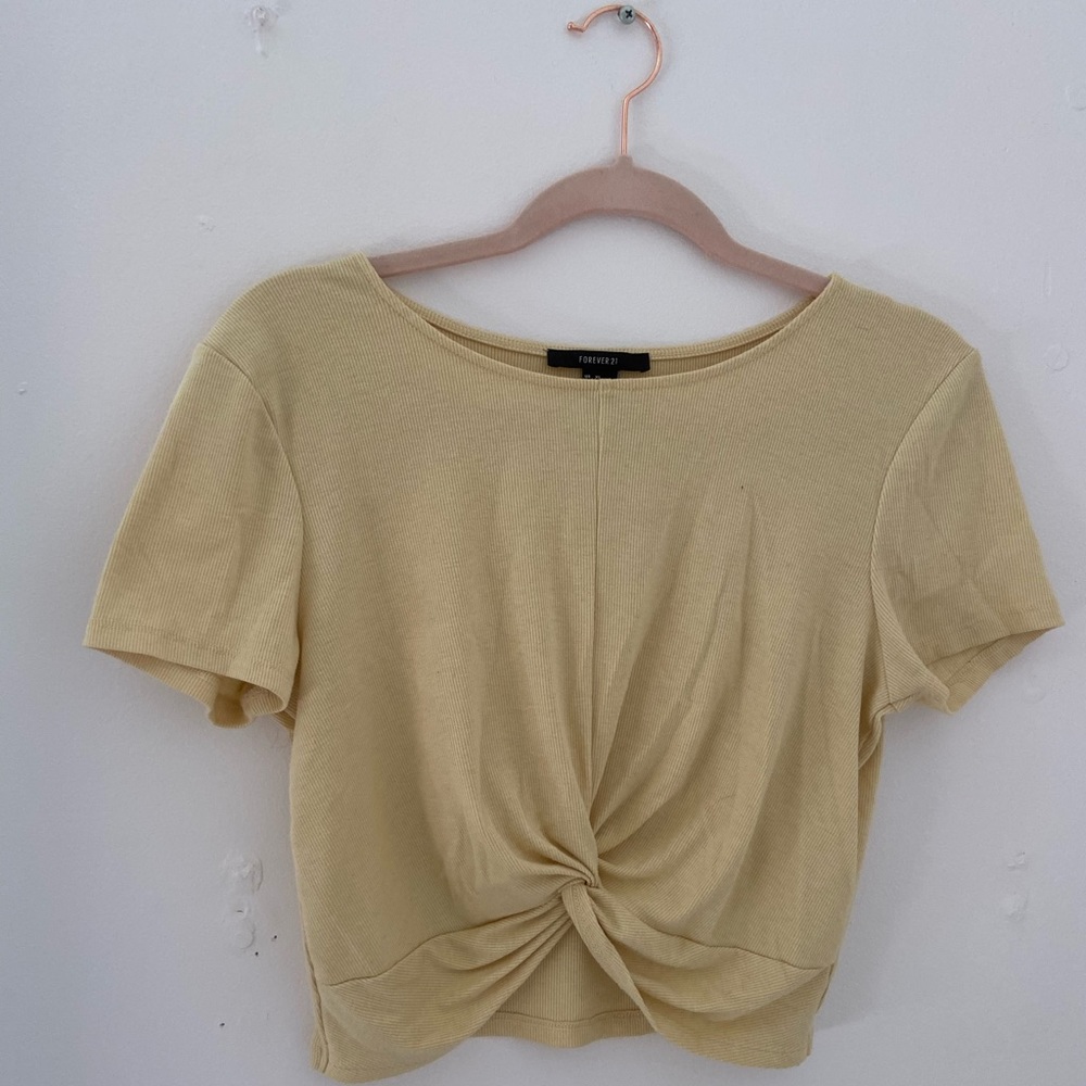 Forever 21 Knotted yellow crop top
